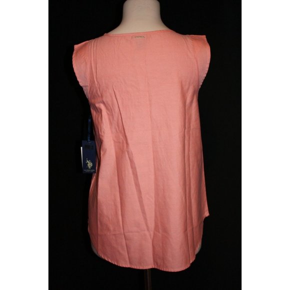 Women's U.S. Polo ASSN. Tank Top Pleated Peach Career Work Size Medium M NEW NWT - Picture 3 of 3